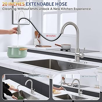 SOEBIZ Kitchen Faucets with Pull Down Sprayer, High Arc Single
